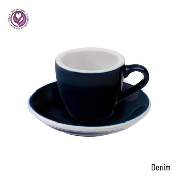 Loveramics Egg Espresso-Tasse und Untertasse (80ml) denim